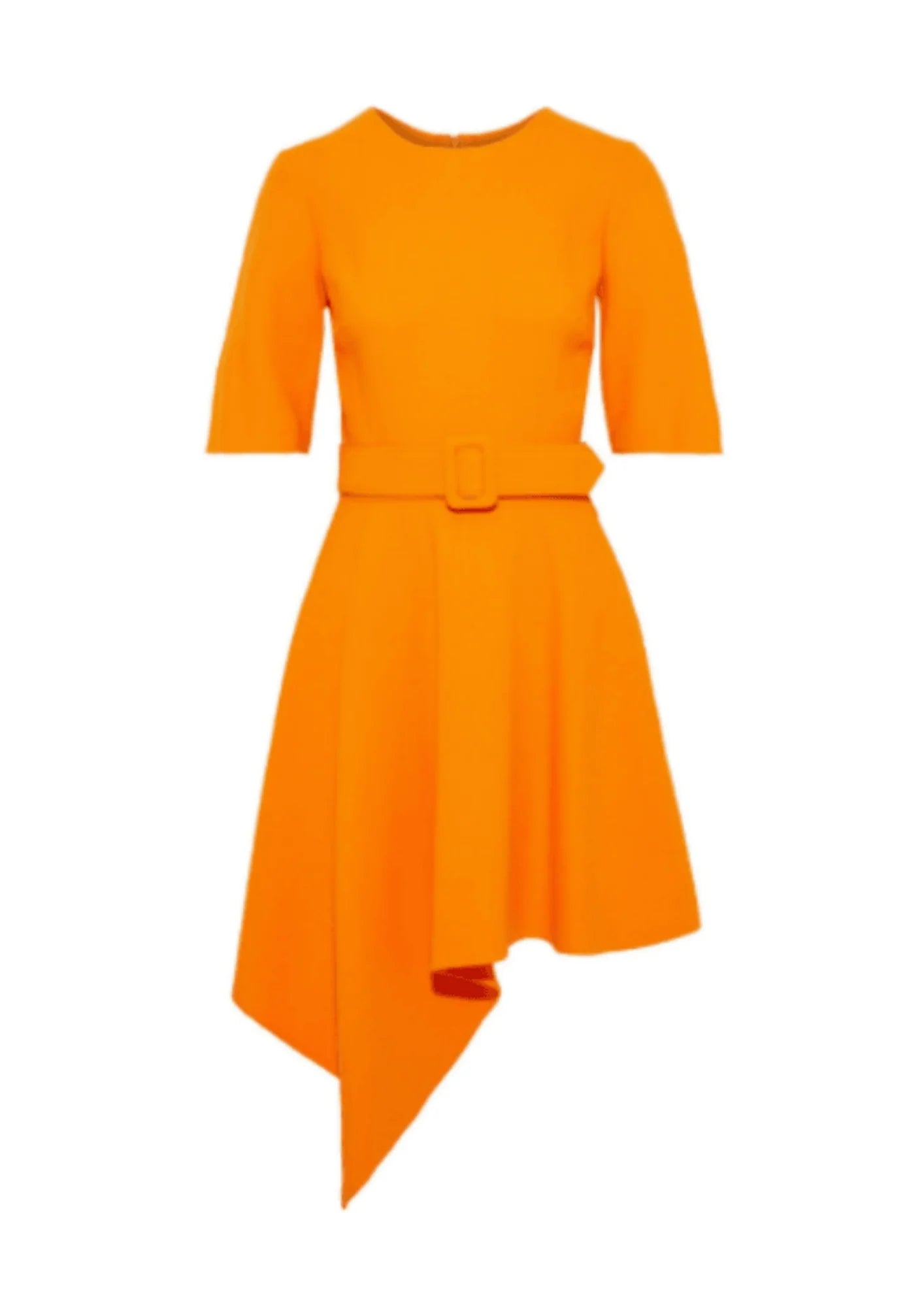 Orange asymmetrisches Woll -Mini -Kleid