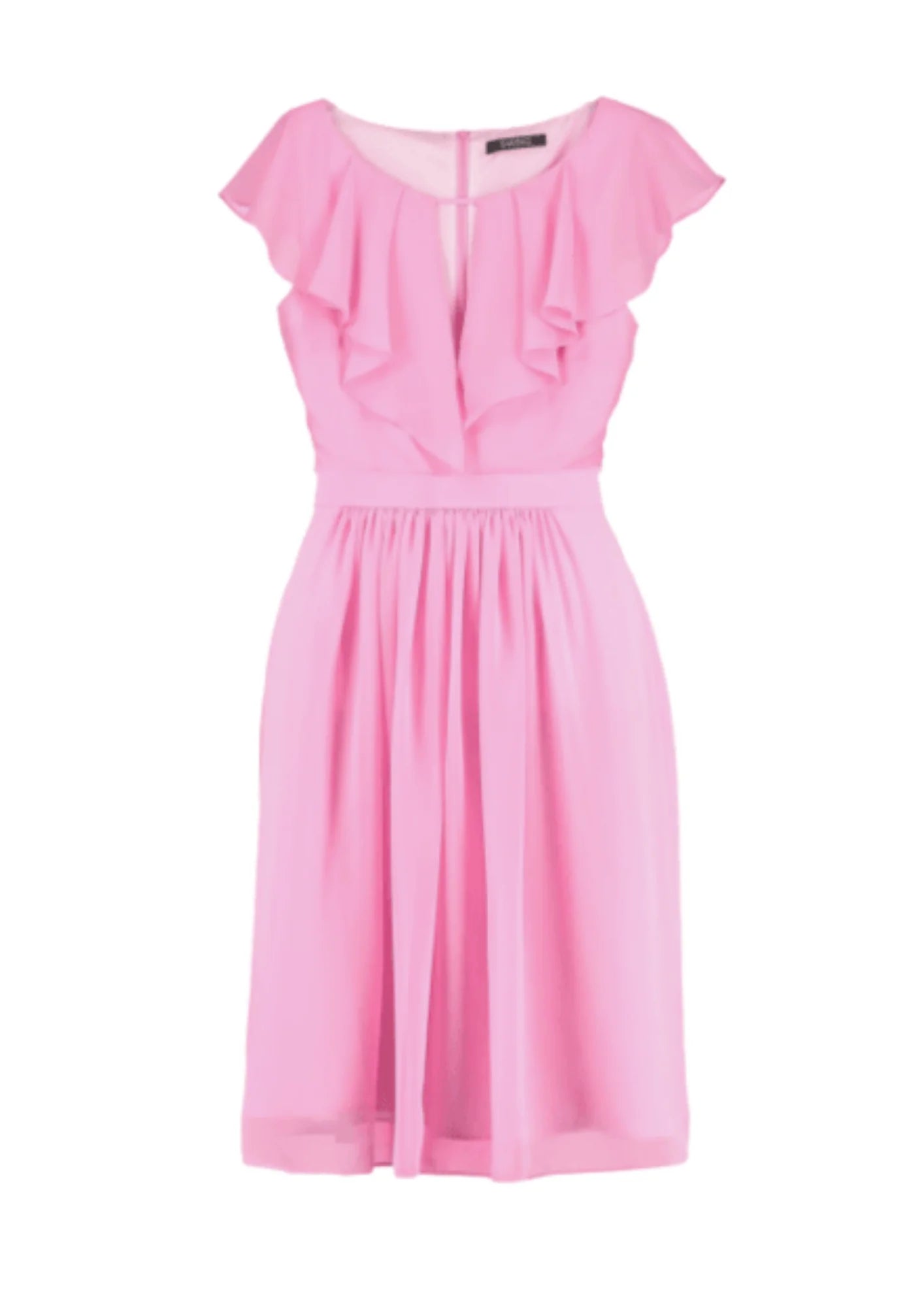 PINK DRESS WITH RUFFLED COLLAR