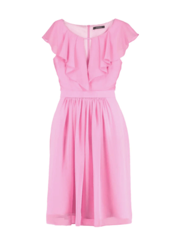 Robe rose avec col volant