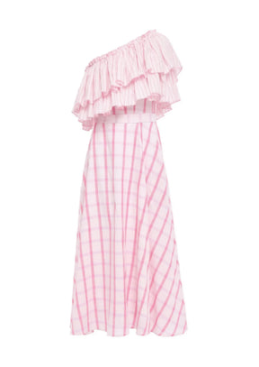 Rosa One-Shoulder Maxi-Kleid