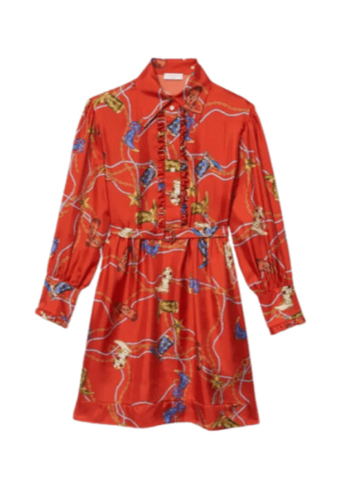 Robe de chemise imprimée rouge celle