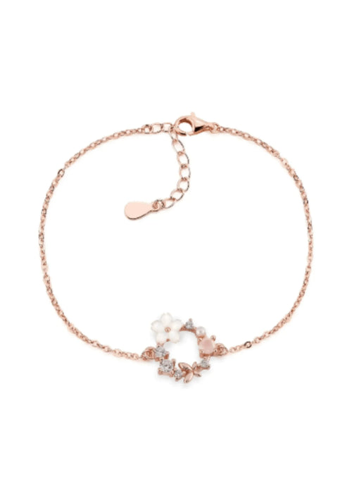 Weißes Roséblumenarmband