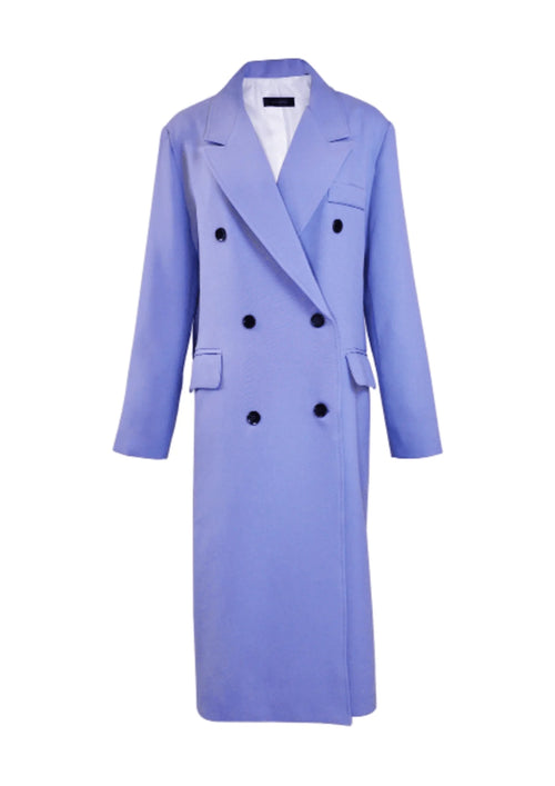 Manteau à double poitrine bleu clair