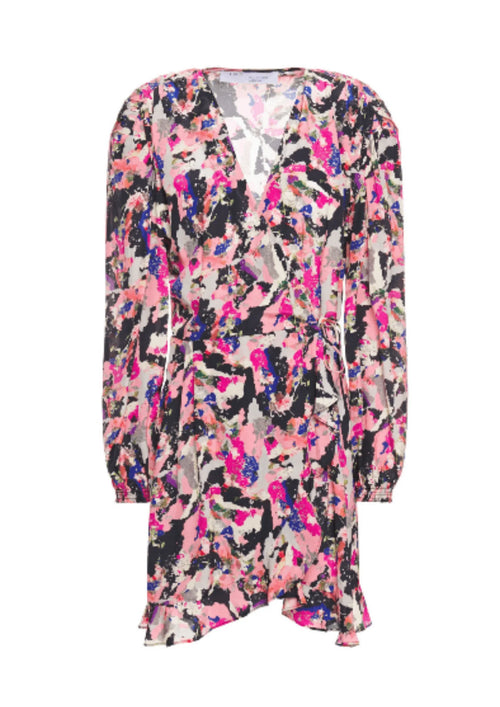 Mini-robe enveloppante à imprimé rose