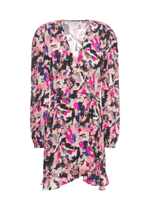 Mini-robe enveloppante à imprimé rose