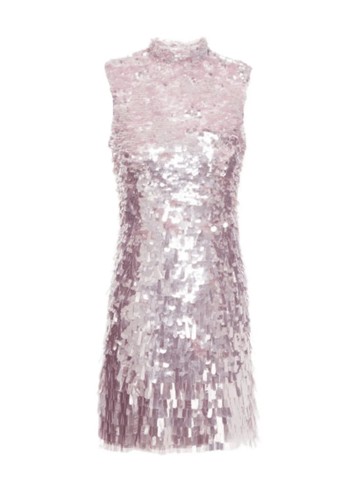 pink sequin dress french connection French Connection Starlight Sparkle High Neck Sequin Dress, Dark Magenta