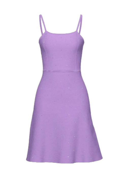 PURPLE CRYSTAL KNITTED MINI DRESS