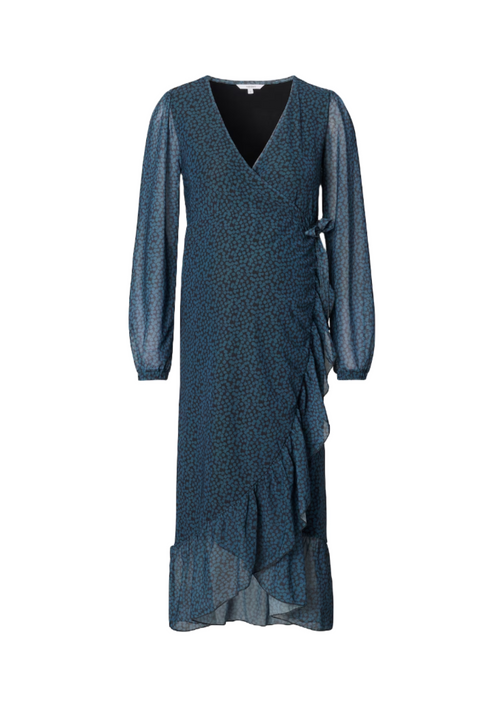 ROBE DE MATERNITÉ PORTEFEUILLE À IMPRIMÉ BLEUE