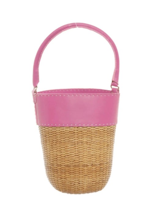 PINK WICKER HANDBAG