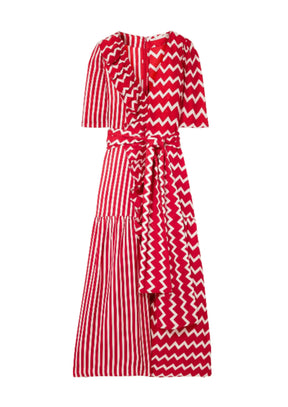 RED STRIPED SILK DRESS