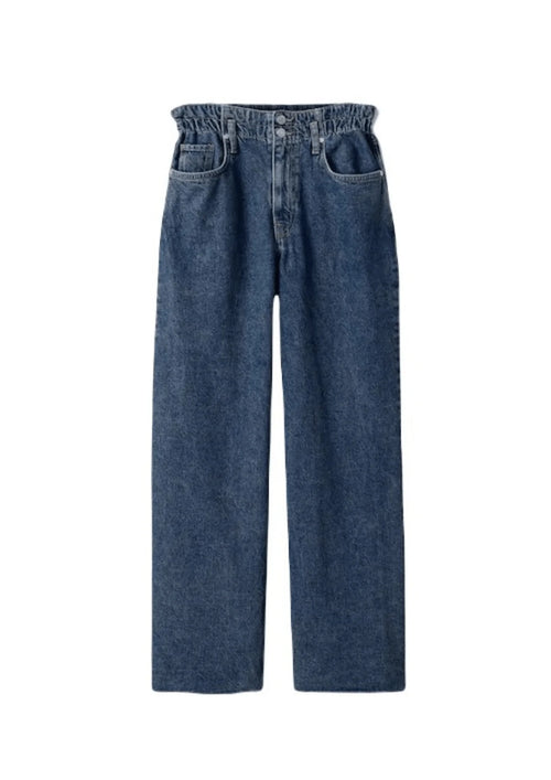 DUNKELBLAUE BREITE-BEINJEANS