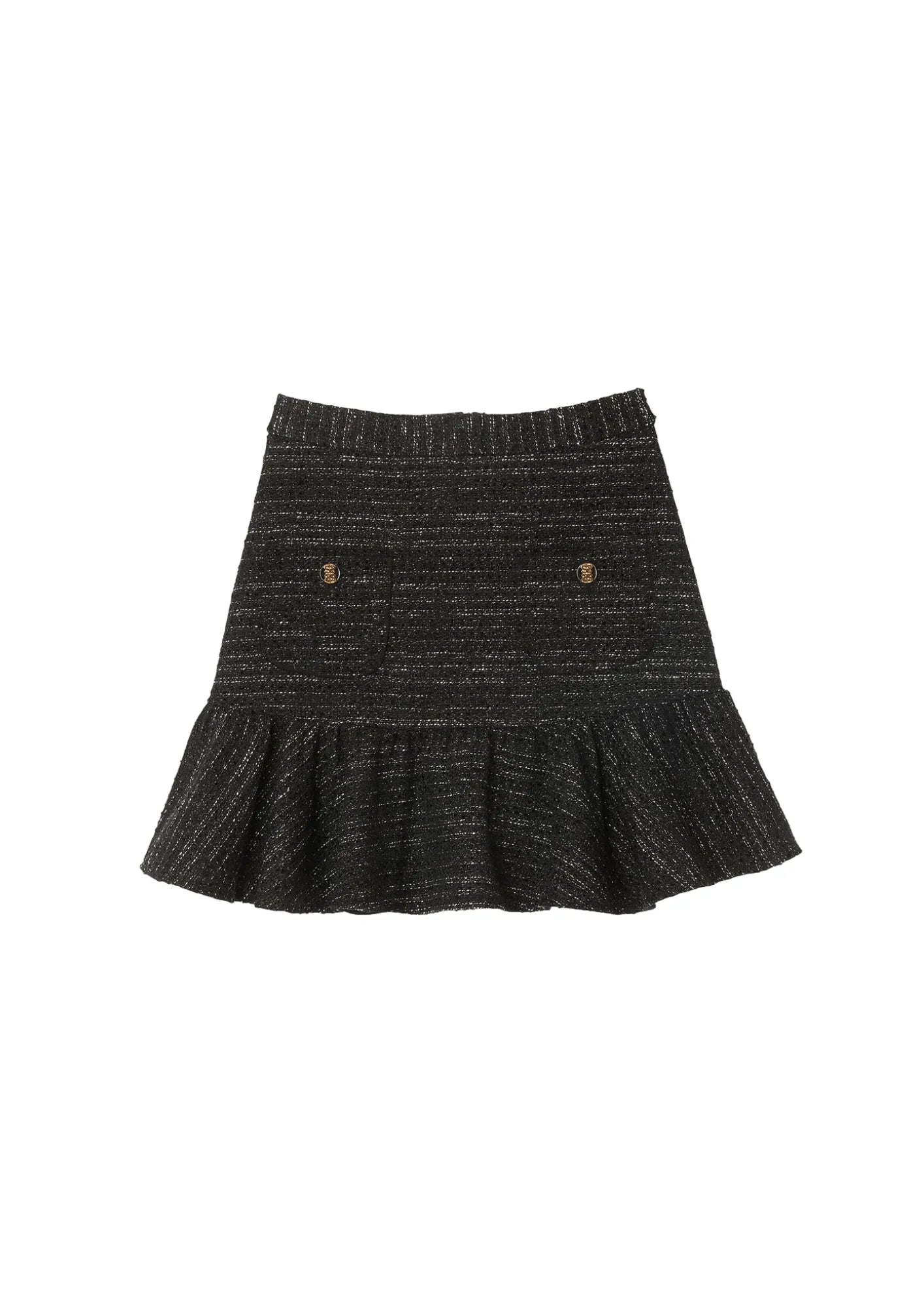 BLACK TWEED METALLIC SKIRT