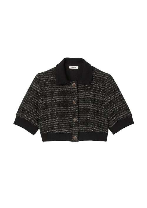 BLACK CROPPED TWEED JACKET