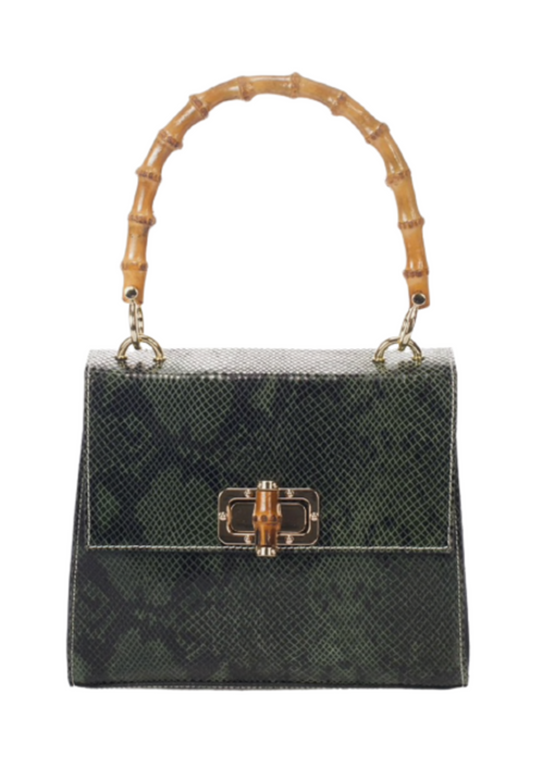 REPTILE SKIN PATTERN HANDBAG - GREEN