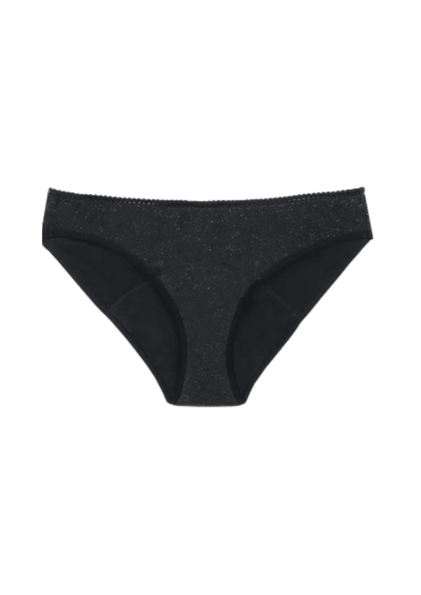 Culotte menstruelle à paillettes noires