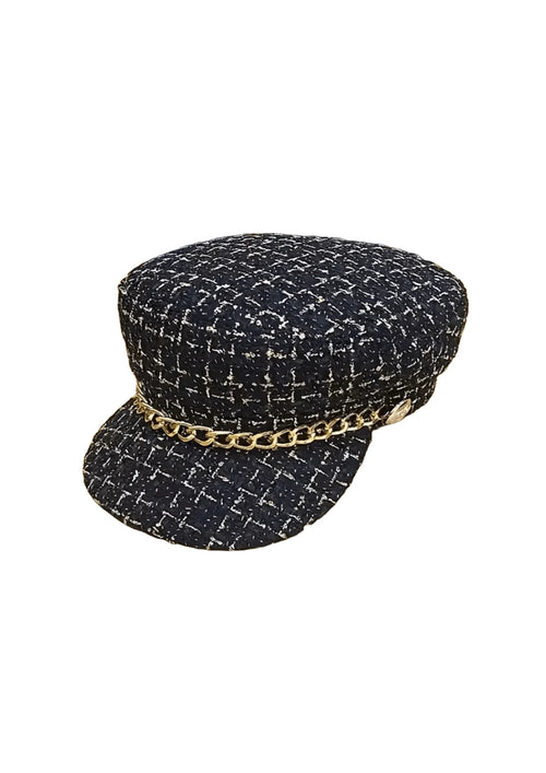 BLACK FISHERMAN CAP WITH CHAIN