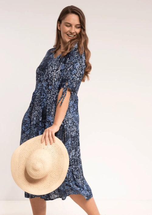 FLORAL FLARED MIDI DRESS