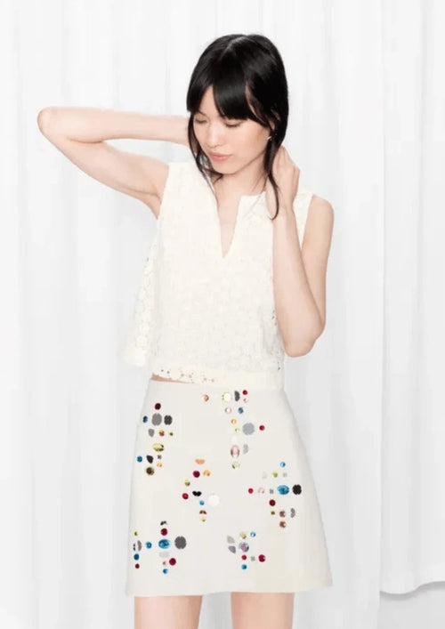 JEWEL EMBROIDERED SKIRT