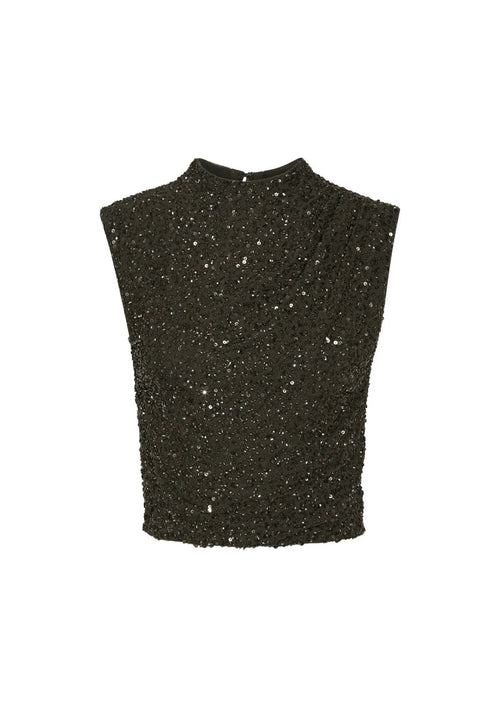 DARK GREY SEQUINED TOP