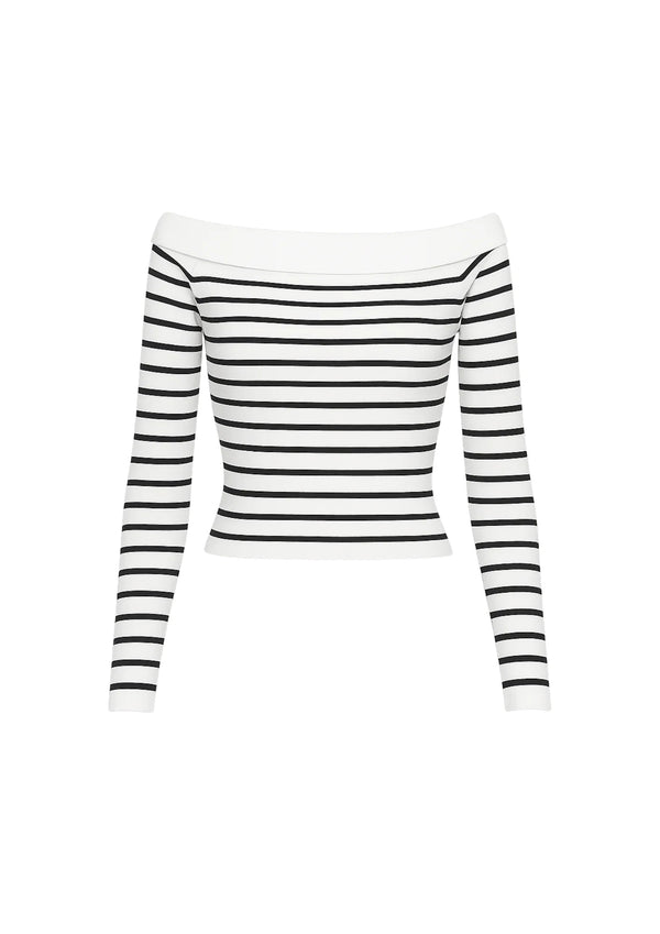 PULL À RAYURES ÉPAULES DÉNUDÉES