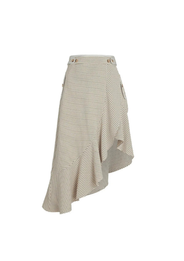 ASYMMETRICAL CHECKED SKIRT