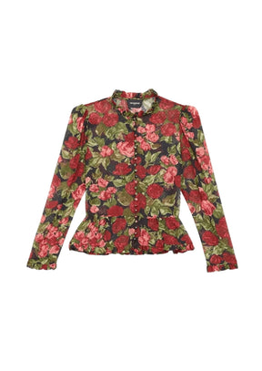 CHEMISE EN SOIE À ROSES