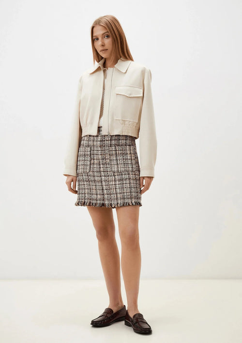 MINI-JUPE EN TWEED BEIGE
