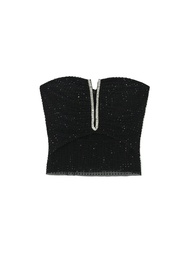 RHINESTONE STRAPLESS TOP