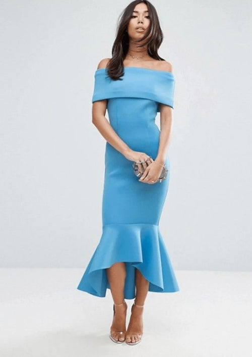 PEPLUM OFF THE SHOULDER DRESS
