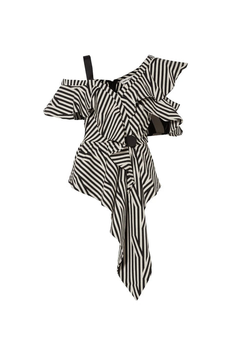 ASYMMETRIC FRILL ABSTRACT TOP