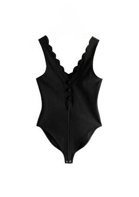 V-CUT RUFFLE BODYSUIT