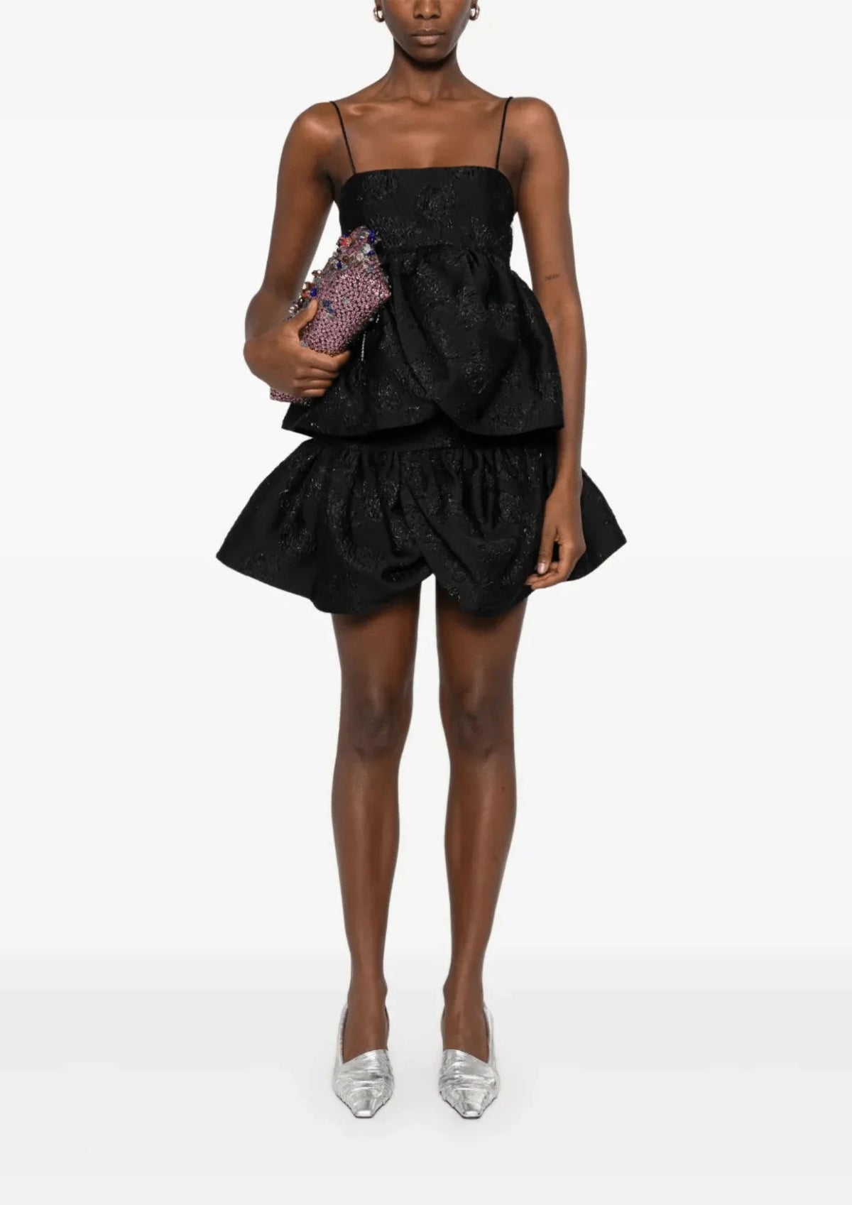 BLACK JACQUARD MINI SKIRT