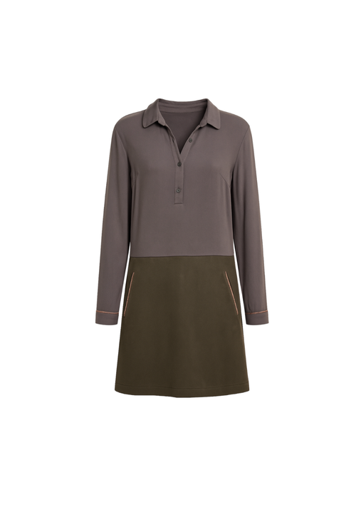 BI-MATERIAL KHAKI DRESS