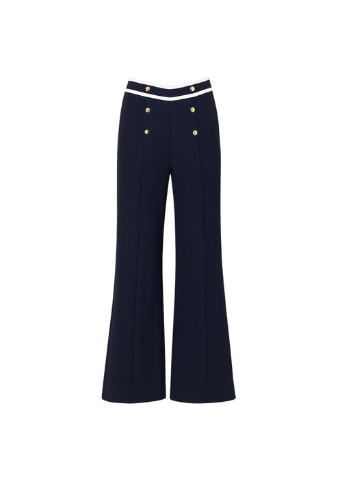 NAVY HIGH-WAIST TROUSERS