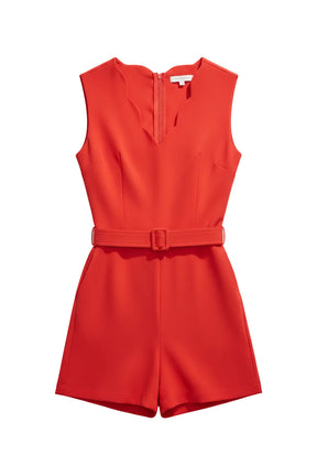 SCALLOPED V-NECK PLAYSUIT