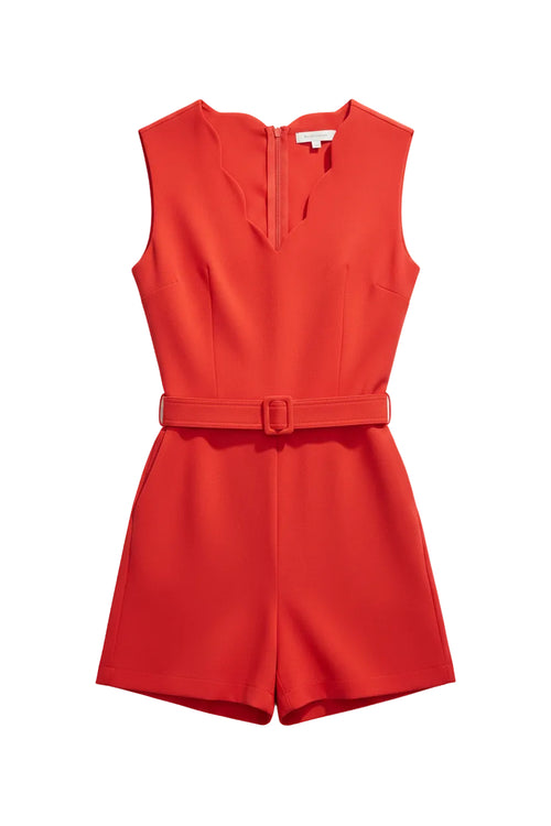 SCALLOPED V-NECK PLAYSUIT