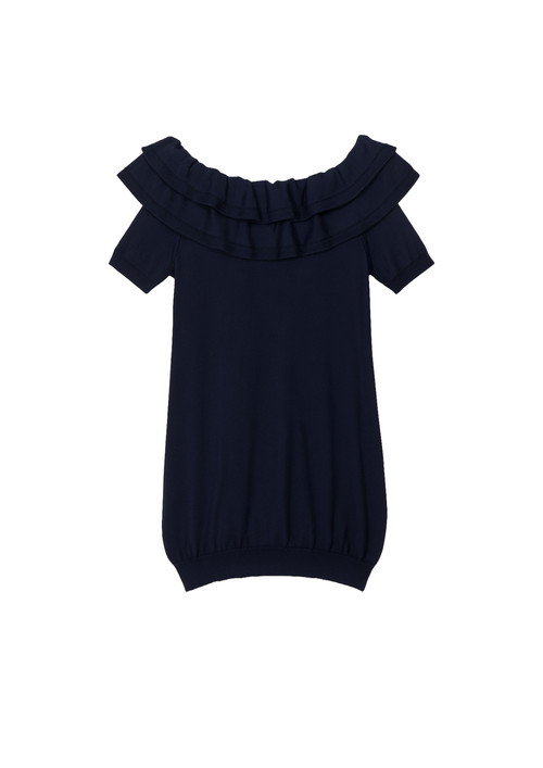 ROBE EN MAILLE BLEU FONCÉ