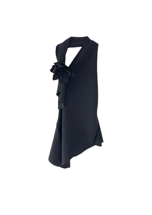 BLACK HALTERNECK TOP