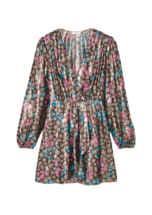 Robe imprimée florale en look métallique