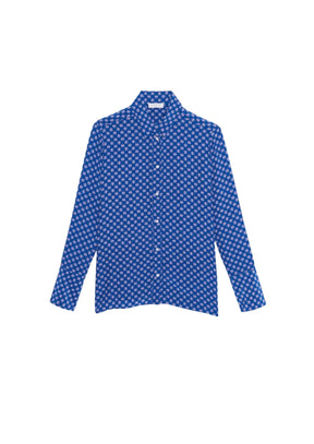 BLUE PRINTED SILK SHIRT