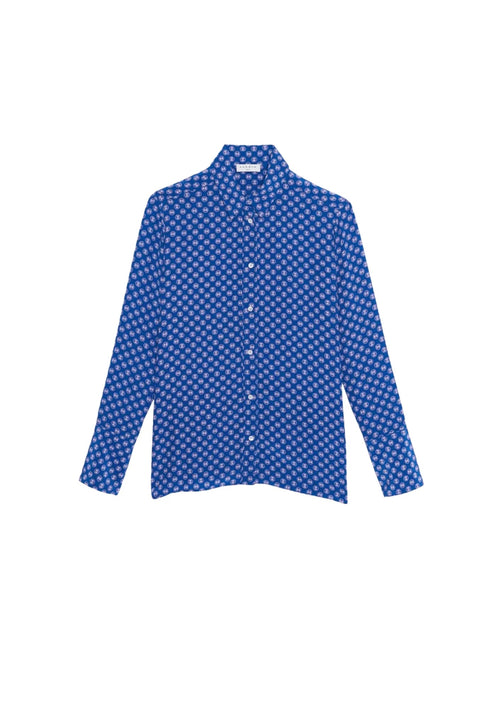 BLUE PRINTED SILK SHIRT