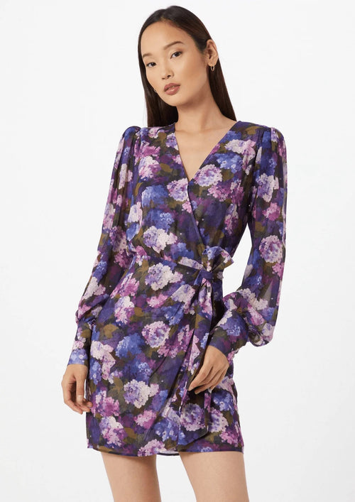 PURPLE FLORAL WRAP DRESS