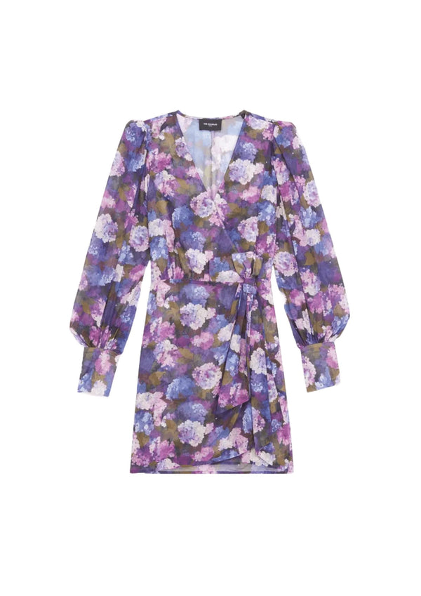 PURPLE FLORAL WRAP DRESS