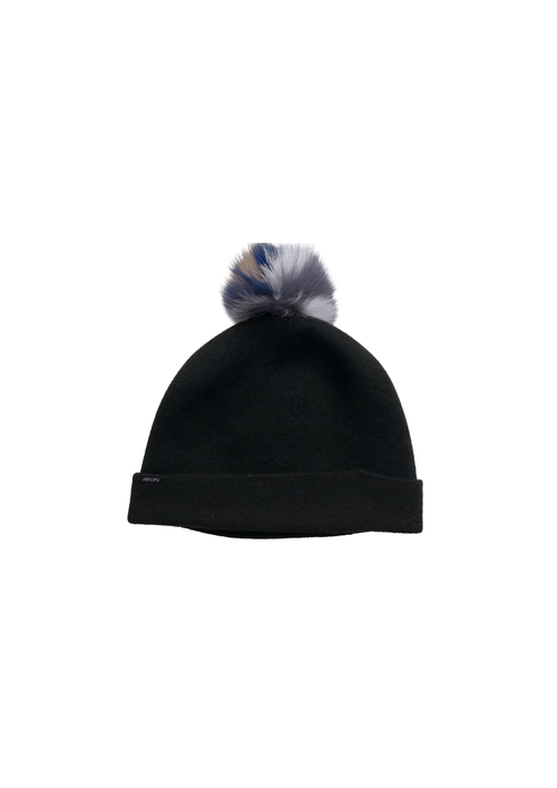 BONNET NOIR À POMPON