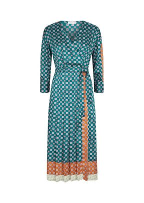 Robe géométrique patchwork en soie