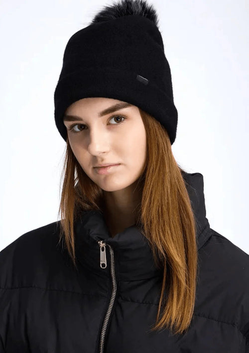 BONNET NOIR À POMPON