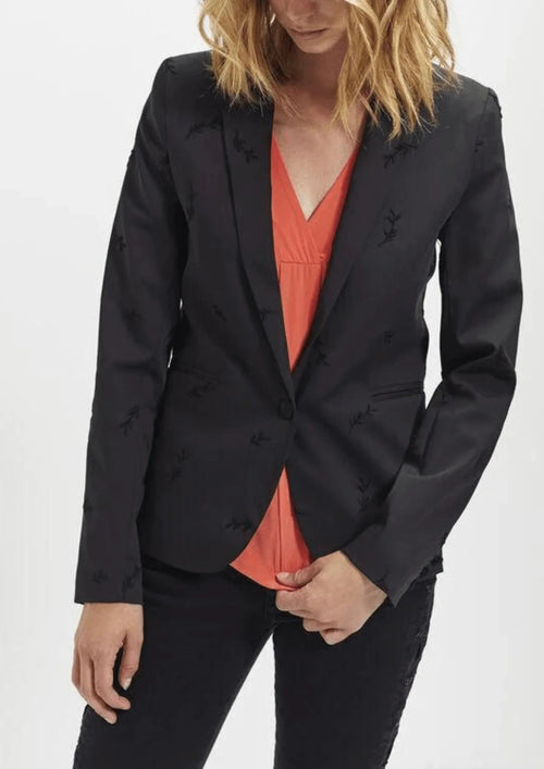 BLACK EMBROIDERED BLAZER