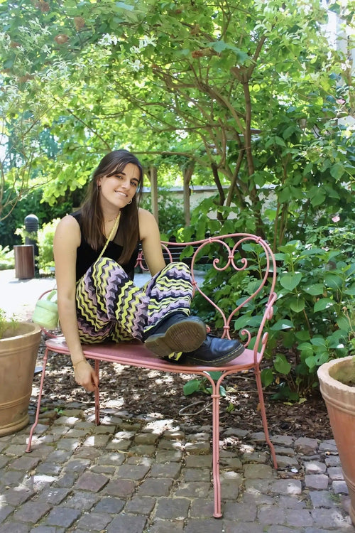 Pantalon de zig zig violet et vert