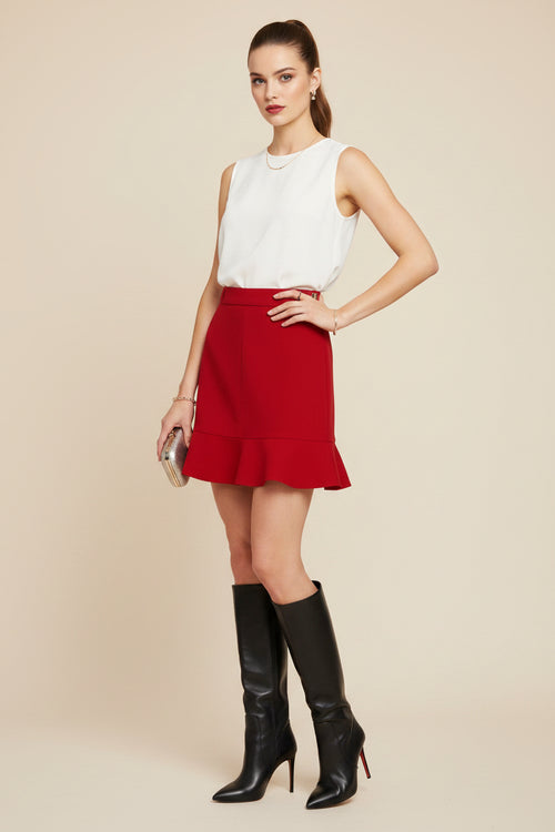 RED A-LINE MINI SKIRT