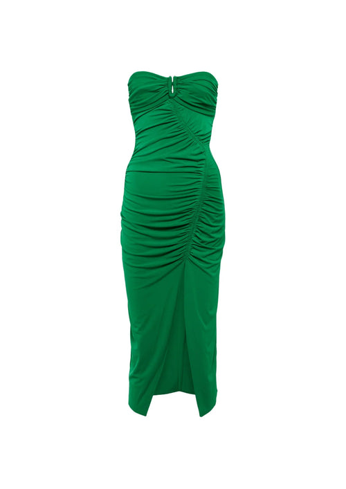 ROBE MIDI VERTE À FRONCÉES